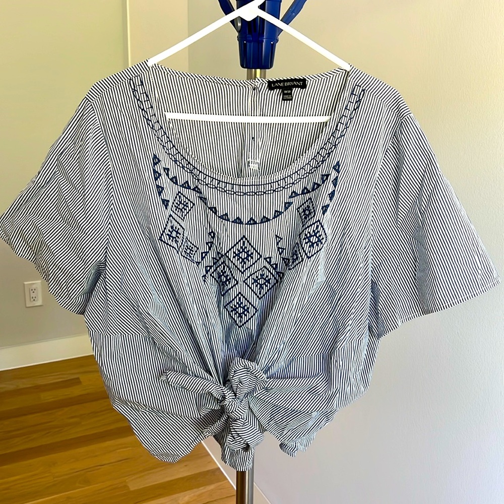 Lane Bryant Blue Stripped Crop Top